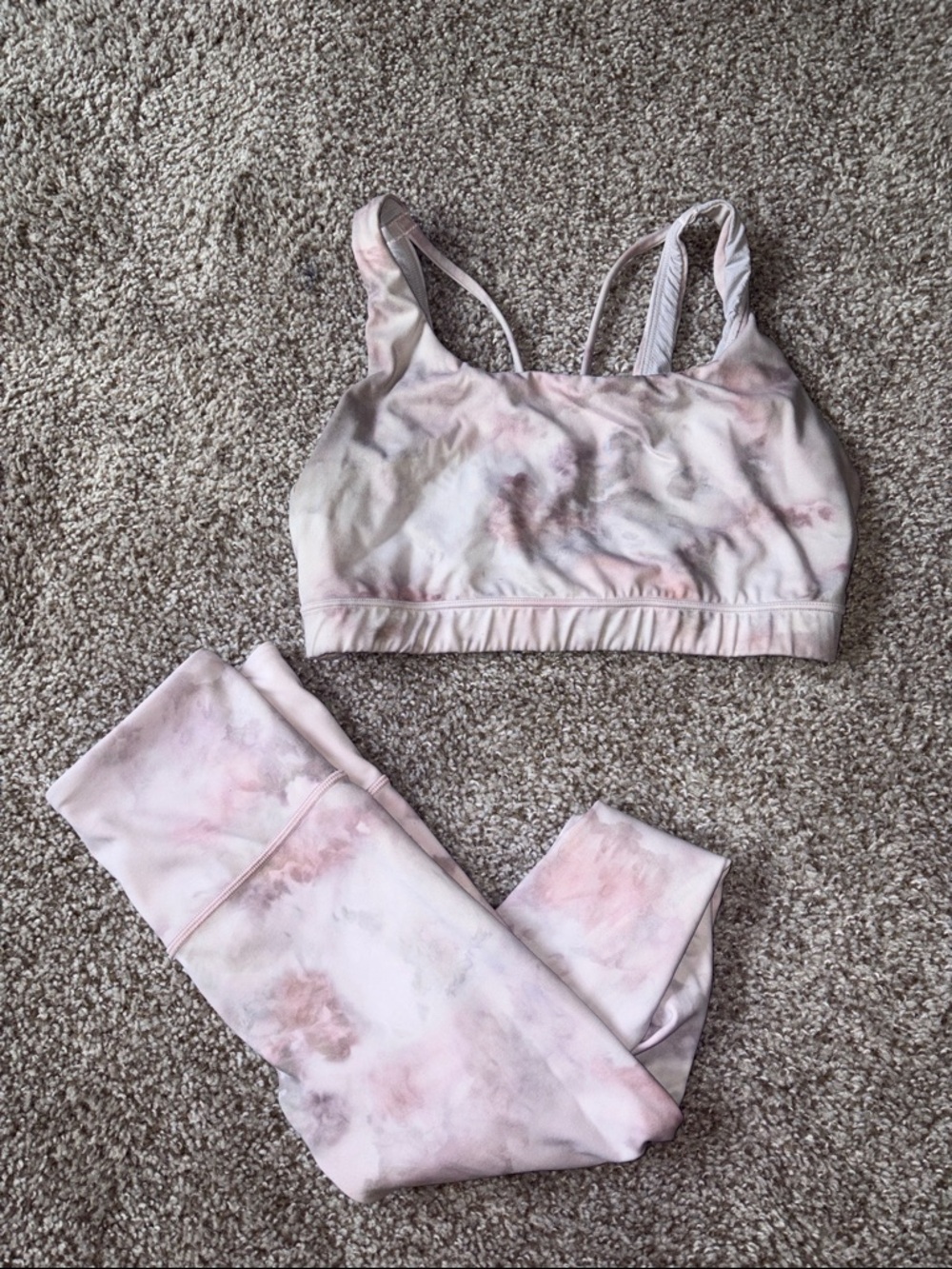 Athleta Women’s Pink Sports Bra & Legging Set/Workout Set